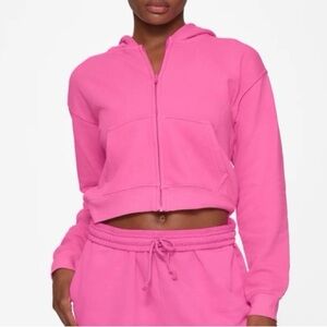 SKIMS Light French Terry Zip Up Hoodie Sugar Pink